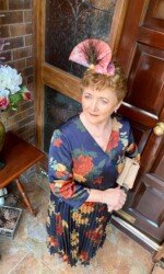 Margaret O' Rourke wearing Irish Design Saraden Designs Millinery Atelier