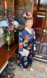 Margaret O' Rourke wearing Irish Design Saraden Designs Millinery Atelier