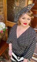 Sarah O' Rourke wearing Irish Design Saraden Designs Millinery Atelier