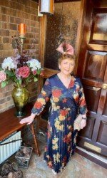 Margaret O' Rourke wearing Irish Design Saraden Designs Millinery Atelier