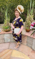 Margaret O' Rourke wearing Saraden Designs Millinery Atelier