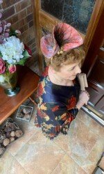 Redmills Virtual Style Event Margaret O' Rourke wearing Irish Design Saraden Designs Millinery Atelier