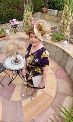 Margaret O' Rourke wearing Saraden Designs Millinery Atelier