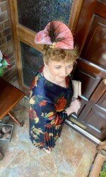 Redmills Virtual Style Event Margaret O' Rourke wearing Irish Design Saraden Designs Millinery Atelier