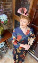 Redmills Virtual Style Event Margaret O' Rourke wearing Irish Design Saraden Designs Millinery Atelier