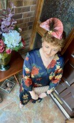 Redmills Virtual Style Event Margaret O' Rourke wearing Irish Design Saraden Designs Millinery Atelier