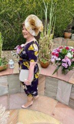 Margaret O' Rourke wearing Saraden Designs Millinery Atelier