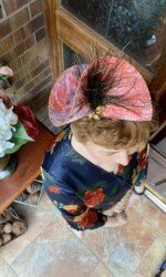 Redmills Virtual Style Event Margaret O' Rourke wearing Irish Design Saraden Designs Millinery Atelier